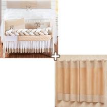 Kit berço com trança modelo doce bebê com edredom e cortina estampada confortavel 12 peças Kit berço com trança modelo doce bebê com edredom e cortina estampada confortavel 12 peças