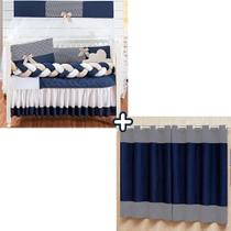 Kit berço com trança modelo doce bebê com edredom e cortina estampada confortavel 12 peças