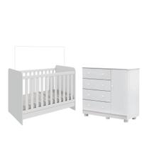 Kit Berço Cômoda Com Sapateira Ben Junior Moveis Peroba MDF Branco Kit Berço Cômoda Com Sapateira Ben Junior Moveis Peroba MDF Branco