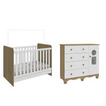 Kit Berço Cômoda com Sapateira Ben Tedy Moveis Peroba MDF Amadeirado