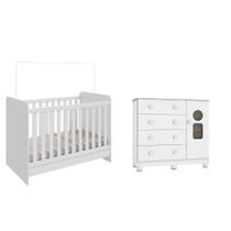 Kit Berço Cômoda com Sapateira Ben Tedy Moveis Peroba MDF Branco