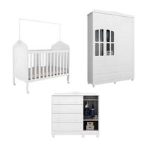 Kit Berço Cômoda e Guarda Roupa Peroba Elô Quarto Infantil