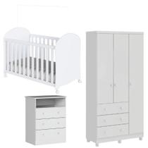 Kit Berço, Cômoda e Guarda Roupa Peroba Smim Quarto Infantil