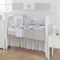 Kit berço completo 12 peças para menino e menina nuvem de amor e princesa coroa com saia e mosquiteiro