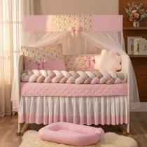 Kit Berço Completo 12 Peças Slim Doce Rosa com Ninho Redutor Americano Kit Berço Completo 12 Peças Slim Doce Rosa com Ninho Redutor Americano