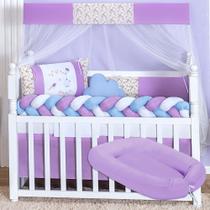 Kit Berço Completo Menina Slim Jardim com Ninho Liso 12 Peças Confortável e Moderno