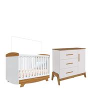Kit Berço Cris Cômoda Bebê Retrô Guti 100%MDF Moveis Peroba - Kit Berço Cris Cômoda Bebê Retrô Guti 100%MDF Moveis Peroba -
