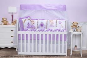 Kit Berço de Menina Safari Rosa e Castelo Lilás Nova Linha Sublime 12 Peças