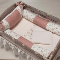 Kit Berço Desmontável 3 Peças Floral Rosê Camping Kit Berço Desmontável 3 Peças Floral Rosê Camping