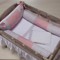 Kit Berço Desmontável 7 Peças Chevron Rosa Small Kit Berço Desmontável 7 Peças Chevron Rosa Small