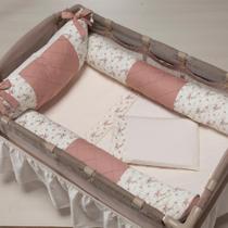 Kit Berço Desmontável 7 Peças Medium Floral Rose