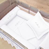 Kit Berço Desmontável com Cobre Leito Arabesco Branco 5 Peças