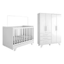 Kit Berço E Guarda Roupa Retrô Peroba Branco Quarto Infantil Kit Berço E Guarda Roupa Retrô Peroba Branco Quarto Infantil