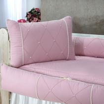 Kit Berço Enxoval Bebê menina Berço Nacional/Americano Pérola Rose Luxo com Pompom de Veludo