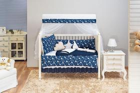Kit Berço Enxoval Do Bebe Azul Marinho 13 Peças Proteção
