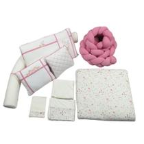 Kit Berço Escandinavo Blossom Rosa Blush 9 Pçs - Hug