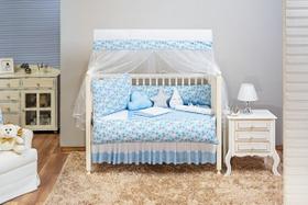 Kit Berço Estampado Ceu E Lua Menino Azul 8 Peças Saia Kit Berço Estampado Ceu E Lua Menino Azul 8 Peças Saia