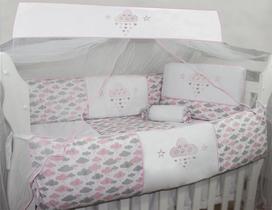 Kit Berço Glamour 09 peças - Nuvem Rosa