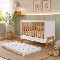 Kit Berço Guti Branco/Amêndoa + Colchão Orthoflex Infantil Kit Berço Guti Branco/Amêndoa + Colchão Orthoflex Infantil