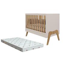 Kit Berço Guti Off White/Amêndoa + Colchão Orthoflex Infantil