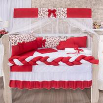 Kit Berço Imperial Americano Enxoval 11 Peças Ursa Vermelha