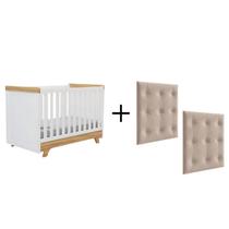 Kit Berço Infantil Cabeceira Branco Amêndoa MDF Bebê E Cia