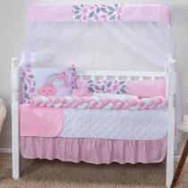 Kit Berço Lua 07 Peças Americano e Nacional Menino e Menina Com Protetor Lateral e Trança