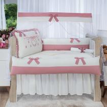 Kit Berço Menina Lacinho 10 peças Americano 100% algodão Enxoval de Bebê