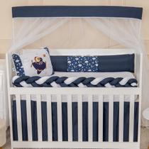 Kit Berço Menina Menino Protetor Trança Com Saia 6 Peças