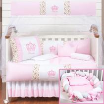Kit berço modelo coroa com caminha de bebê trançado azul conforto 15 peças lançamento Kit berço modelo coroa com caminha de bebê trançado azul conforto 15 peças lançamento