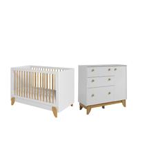 Kit Berço Multifuncional e Cômoda Bebê Zoe 100% MDF Peroba - Kit Berço Multifuncional e Cômoda Bebê Zoe 100% MDF Peroba -
