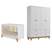 Kit Berço Multifuncional e Guarda Roupa Infantil Zoe Peroba -