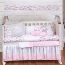 Kit Berço Nuvem Chuva De Amor Rosa Menina Rolinho 11 Peças Kit Berço Nuvem Chuva De Amor Rosa Menina Rolinho 11 Peças