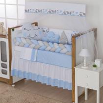 Kit Berço Nuvenzinha Chuva de Amor Azul Claro - 10 peças