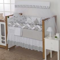 Kit Berço Nuvenzinha Chuva de Amor Cinza - 10 peças