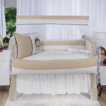 Kit Berço Padrão Americano Protetor Safari Leão 10 Peças