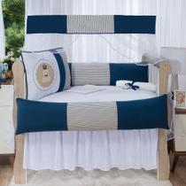 Kit Berço Padrão Americano Protetor Urso Imperial Marinho 10 Peças