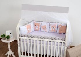 Kit Berço Padrão Americano Ursinho Unisex Bege Completo