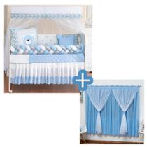 Kit Berço Padrão Trançado Urso Baby ul 11 + Cortina Voal Kit Berço Padrão Trançado Urso Baby ul 11 + Cortina Voal
