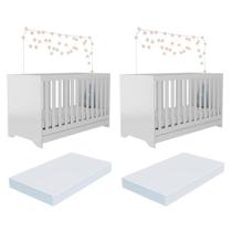 Kit Berço Para Gêmeos 3 Em 1 Com Colchões Inclusos Multimóveis Mp4393 Branco Kit Berço Para Gêmeos 3 Em 1 Com Colchões Inclusos Multimóveis Mp4393 Branco