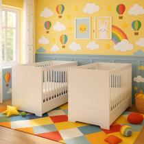 Kit Berço para Gêmeos 3 em 1 para Colchão 60x130cm Multimóveis MP4392