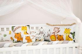 Kit berço para menina menino trançado safari tigre girafa onça 10 peças Kit berço para menina menino trançado safari tigre girafa onça 10 peças