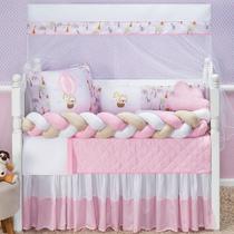 Kit berço para quarto do bebê 11 peças safari rosa