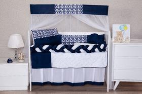 Kit berço para quarto do bebê padrão/americano completo 11 peças - menino-menina - triangulo marinho