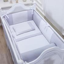 Kit Berço Percal 200 Fios Chevron Cinza - 04 Peças