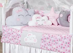Kit Berço Proteção Duas Laterais 12P Menina Rosa Formato Kit Berço Proteção Duas Laterais 12P Menina Rosa Formato