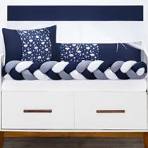 Kit Berço Protetor Americano Trançado Lua Nuvem Estrela Chuva de Amor 6 peças