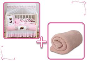 Kit Berço Protetor Trança Bebe Conforto Ursa Imperial com Mantinha Soft 12 peças