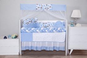 Kit berço quarto do bebê padrão/americano completo 11 peças - menino - gota azul bebê