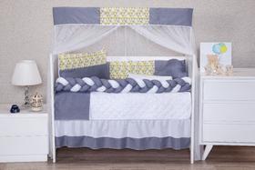 Kit berço quarto do bebê padrão/americano completo 11 peças - menino - triangulo marinho/amarelo